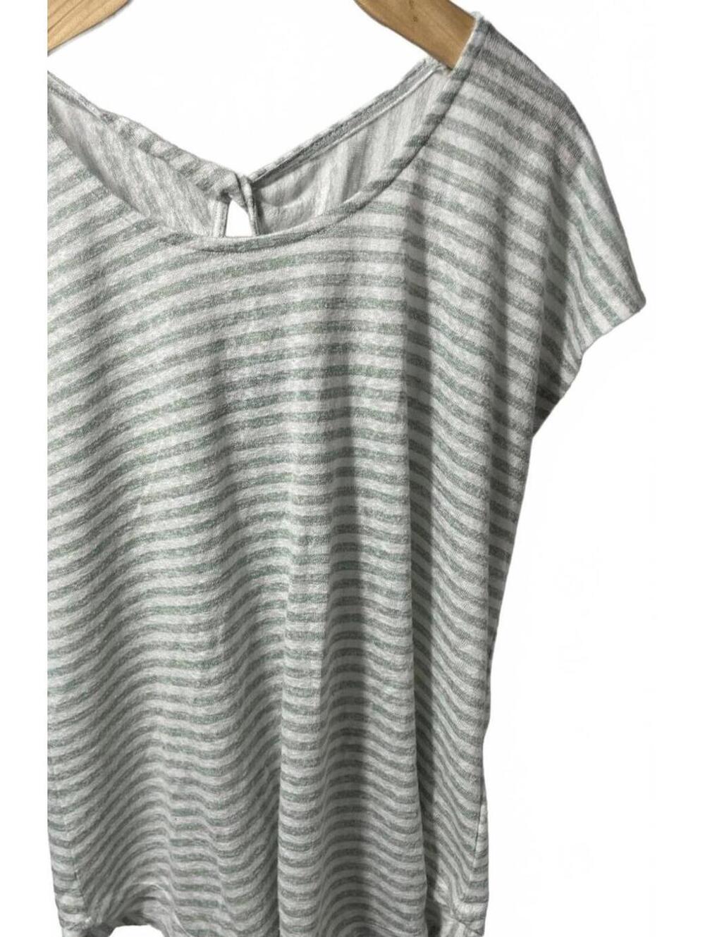 Bobeau Blouse Top Women's XXL White Stripe Beachy Minimalist Everyday Casual EUC